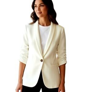 Shein 4 Women's Blazer White Suit Coat Misses Size Small S Jacket